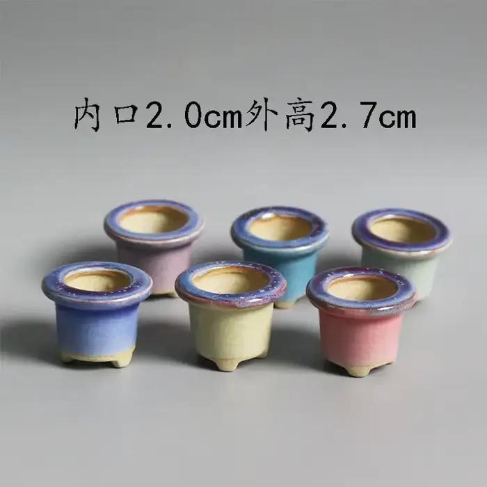 Mini pot de fleurs charnu semi-glaçure avec trou