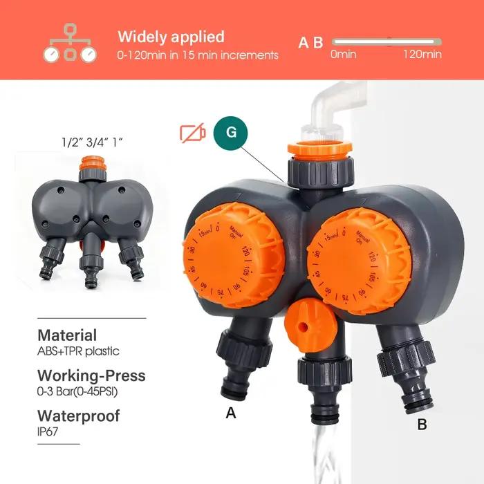 Programmateur d'arrosage automatique à vanne à bille avec écran LCD pour jardin et serre occasionnels absences week-ends vacances voyages usage domestique extérieur irrigation goutte à goutte
