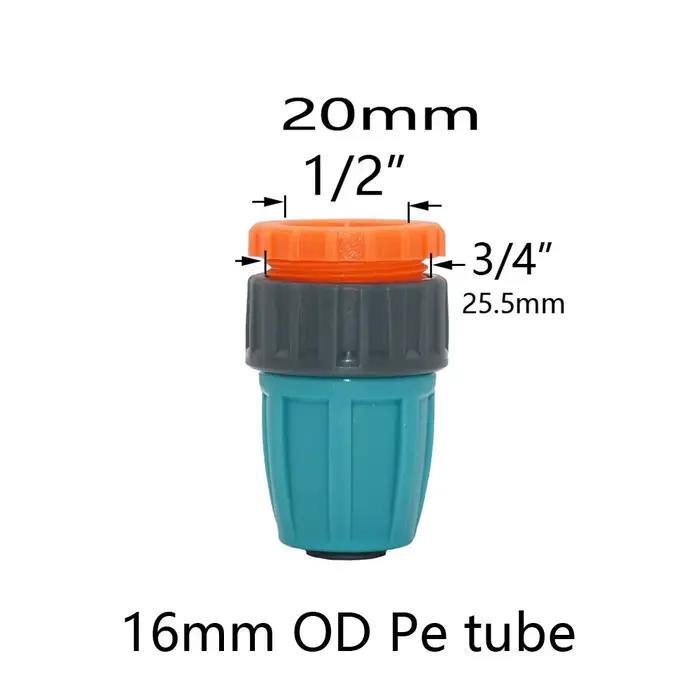 Connecteur de Tuyau en PE 1/2 de 16mm, Mathiateur d'Eau, Couplage en T Fileté, Verrouillage à 4/7mm,