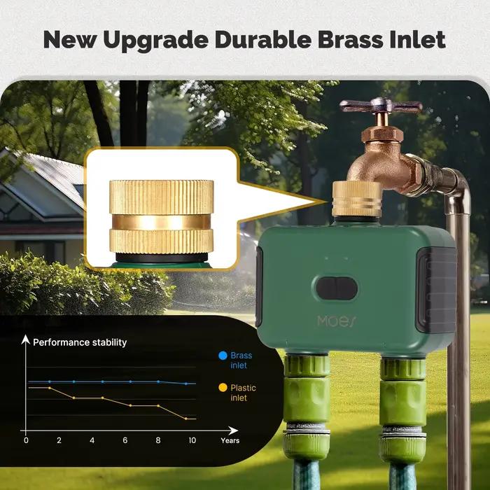 MOES Tuya Smart ZigBee minuterie d'eau à 2 sorties arroseur en laiton avec filtre d'irrigation Programmable fonctionne avec Alexa GoogleHome