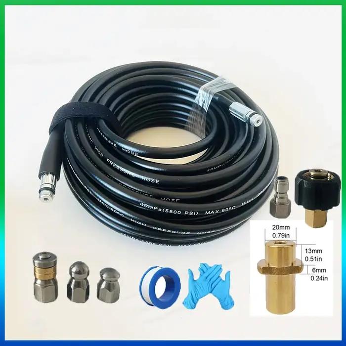 Kit de nettoyage haute pression pour canalisations et égouts avec tuyau de lavage à jet puissant
