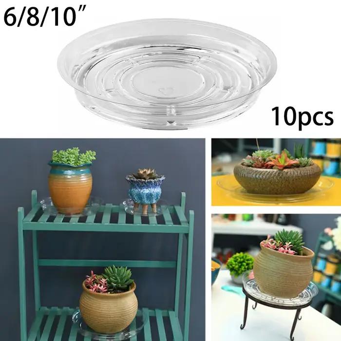 Soucoupe pour plantes de jardin, plateau d'égouttement transparent en plastique, Pot de fleur rond,