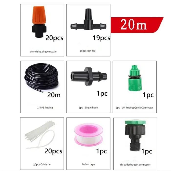 Kit d'arrosage automatique 5-30M avec buses de brumisation en plastique