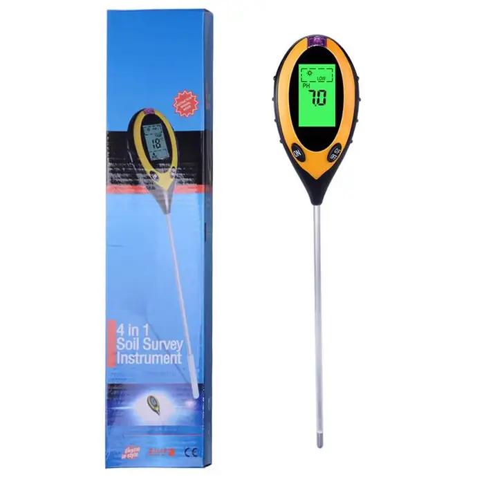 Testeur de sol 4 en 1 pour pH, humidité, température et lumière solaire pour jardiniers et paysagistes