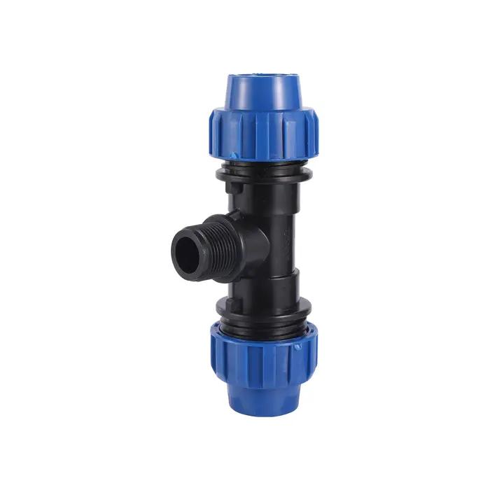Connecteur rapide de Tube PE 20/25/32mm à 1/2 "3/4" 1 ", séparateur d'eau en t coudé mâle, coupleur