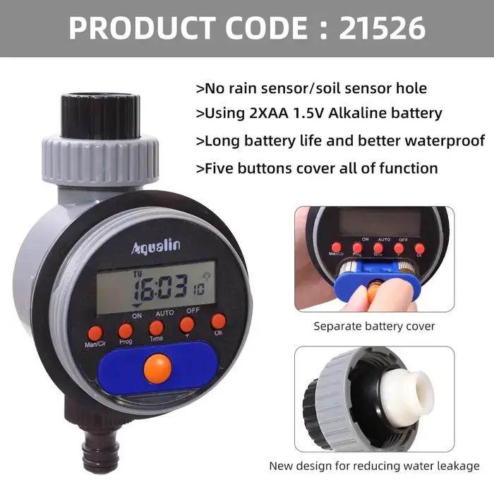 Minuterie d'Arrosage Électronique Aqualin Avec Affichage LCD Rouge Pour Jardiniers Occasions Spéciales Gestion Optimisée De L'Eau