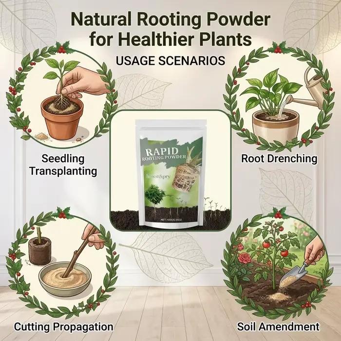 Poudre d'enracinement acide humique pour croissance radiculaire rapide des plantes en pot, semis, jardinage biologique et cultures de plein champ