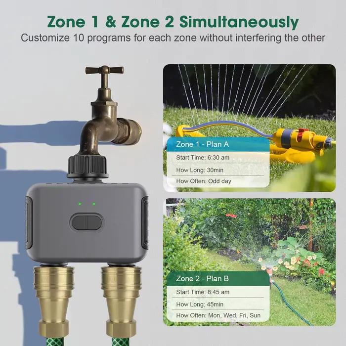 Zigbee/BT minuterie d'eau automatique double tuyau système d'arrosage