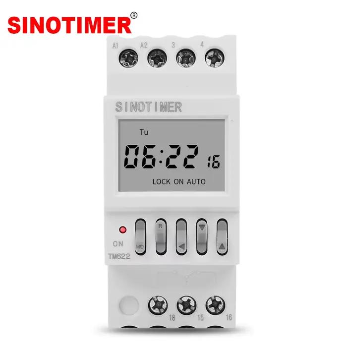 Minuteur programmable 220V AC à intervalle de 1 seconde, relais numérique LCD DIN RAIL 2P, contrôle