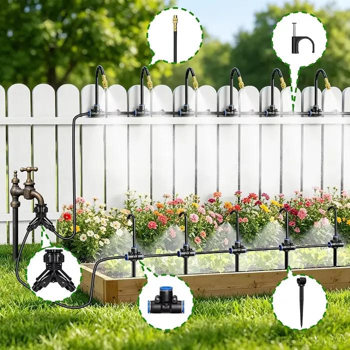 Système d'irrigation de jardin 360 ° Kit d'arrosage par brumisation réglable