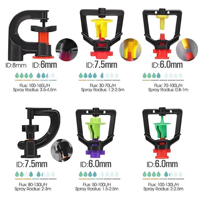 24 types de dispositif d'arrosage de jardin 90 ° 180 ° 360 ° Buse d'irrigation à Suspension de Type réfraction