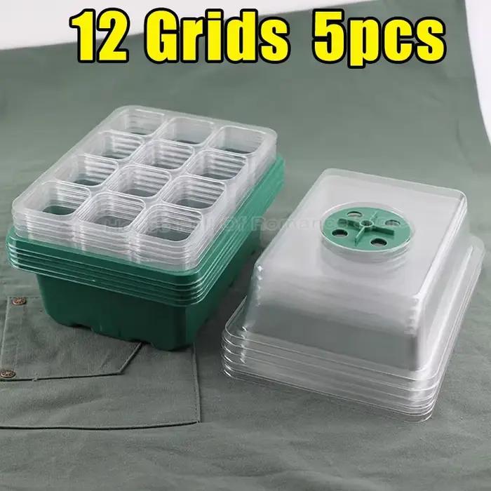 Plateaux de démarrage pour pépinière, 6/12 grilles, Kit de démarrage de graines avec Base de dôme à