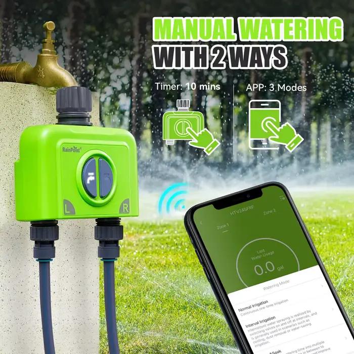 WiFi Water Timer 2 Zone Smart Sprinkler Controller Automatic Drip Irrigation Garden Hose Watering
