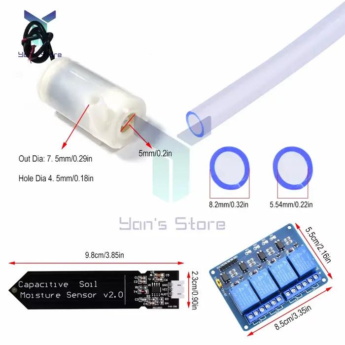 Kit d'irrigation automatique 4 canaux avec capteur d'humidité du sol pour jardin, système d'arrosage DIY avec pompe à eau pour plantes et fleurs occasions spéciales