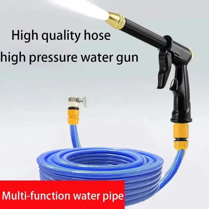 1 jeu de tuyaux de lavage de voiture à pression d'eau réglable avec pistolet de pulvérisation pour arrosage et légumes