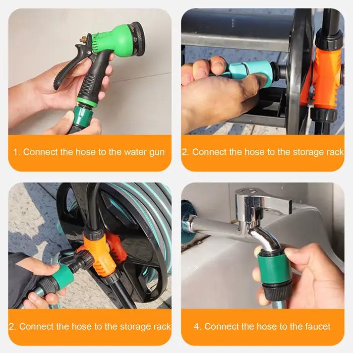 Support de rangement de tuyau d'eau en plastique pour jardinage et utilisation polyvalente bobine d'enroulement de tuyau d'arrosage pour rangement de tuyau de garage à domicile polyvalent et durable