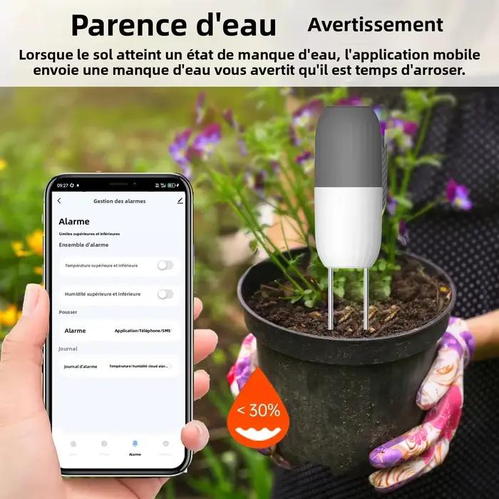 Capteur de sol intelligent Haozee Tuya WIFI détecteur de température et d'humidité pour jardin connecté et surveillance de l'irrigation sans fil résistant à l'eau