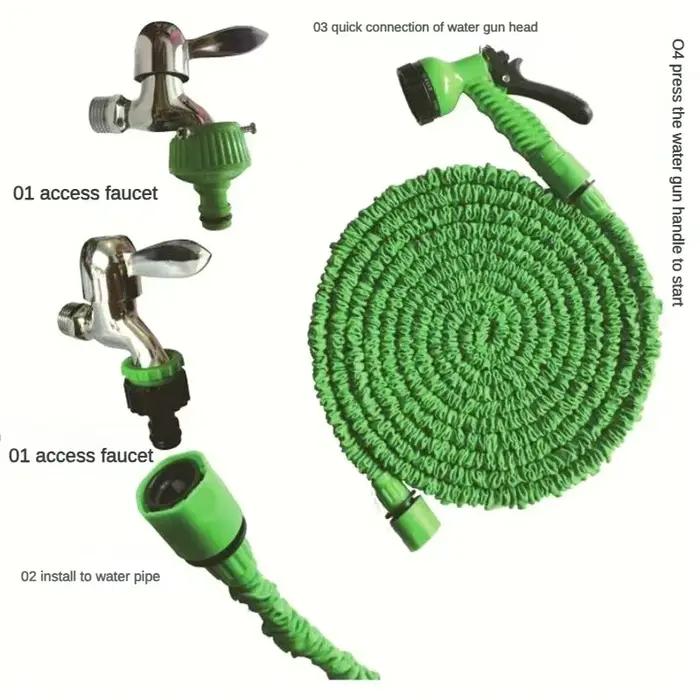 Tuyau d'arrosage enroulable de 10m avec 7 modes de pulvérisation pour jardin et nettoyage de voiture haute pression Blanc Bourgogne Jaune Rouge
