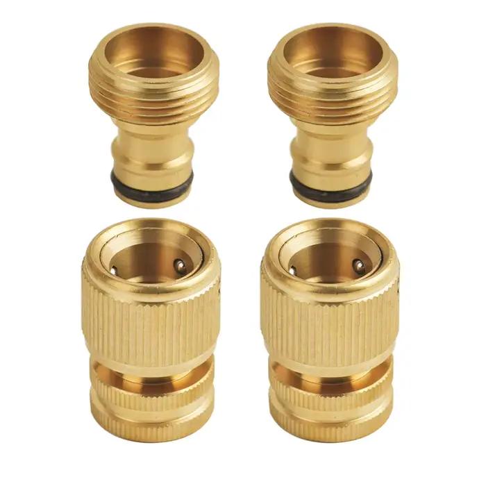 Ensemble de raccords rapides pour tuyau d'arrosage en laiton de qualité supérieure avec anneaux en caoutchouc pour éviter les fuites adapté aux robinets de 3/4" et 1/2" pour jardiniers et amoureux de la nature