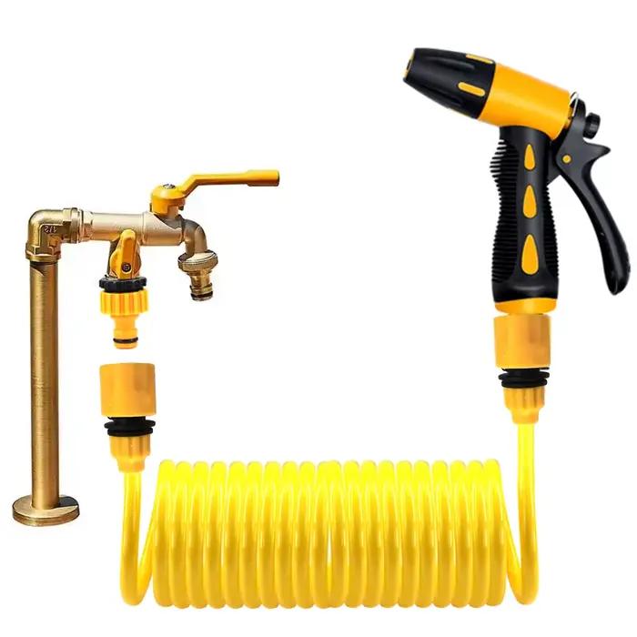 Tuyau d'extension de jardin avec pulvérisateur, pour le nettoyage de voiture, cour, arrosage de pelouse, Kit de pistolet à eau à tube rétractable EVA