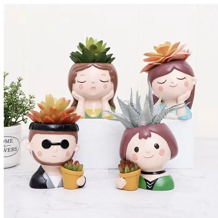 Jardinières succulentes Pots de fleurs Pot de plante de Cactus belle tête de fille bonsaï Pots de ja